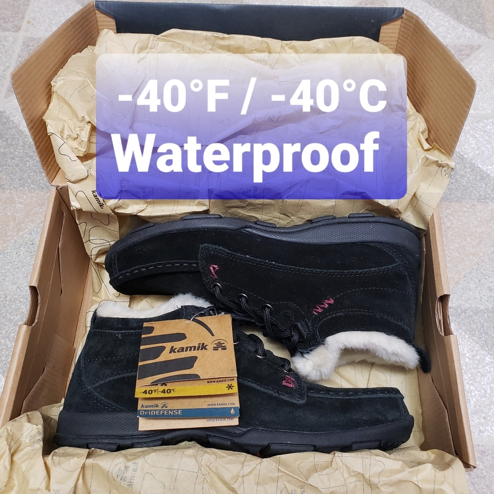Kamik Dri-defense Waterproof -40 degree Winter Boots Black Women size 7 NWT